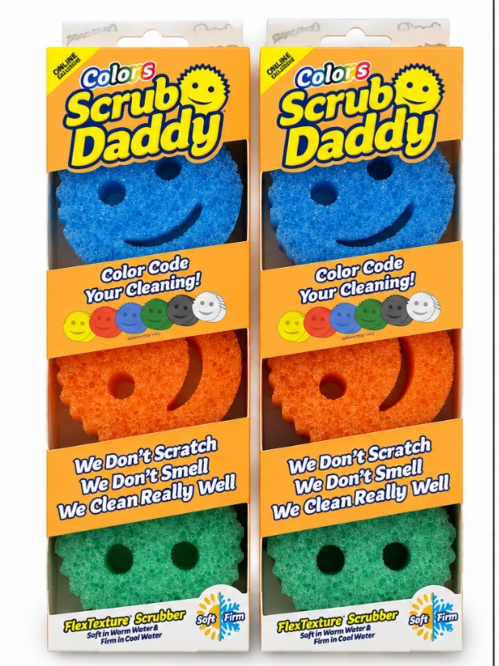 Scrub Daddy Colors FlexTexture Scrubber 3-Pack – 2 Packs / 6 Total Sponges